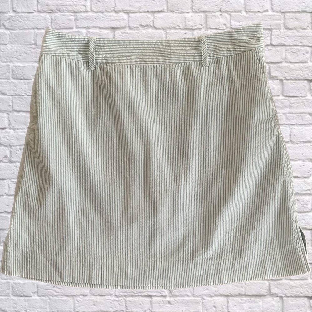 Liz & Co. Mint Striped Seersucker Skort Womens 10 With Pockets